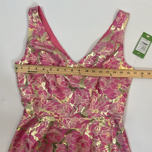 Lilly Pulitzer Kiki Dress Size 8 NWT Pink Floral Metallic Gold - Picture 7 of 13
